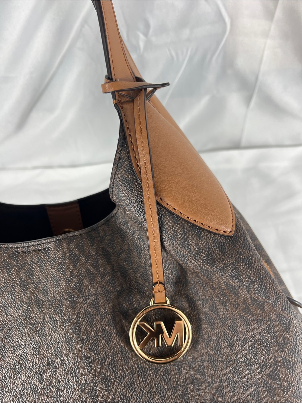 Michael Kors Kelsey Large Logo Shoulder Bag Brown Acorn w/ Coordinating Wallet - Picture 5 of 16